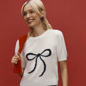 The Mollie Short Sleeve Printed Sweater by Anthropologie